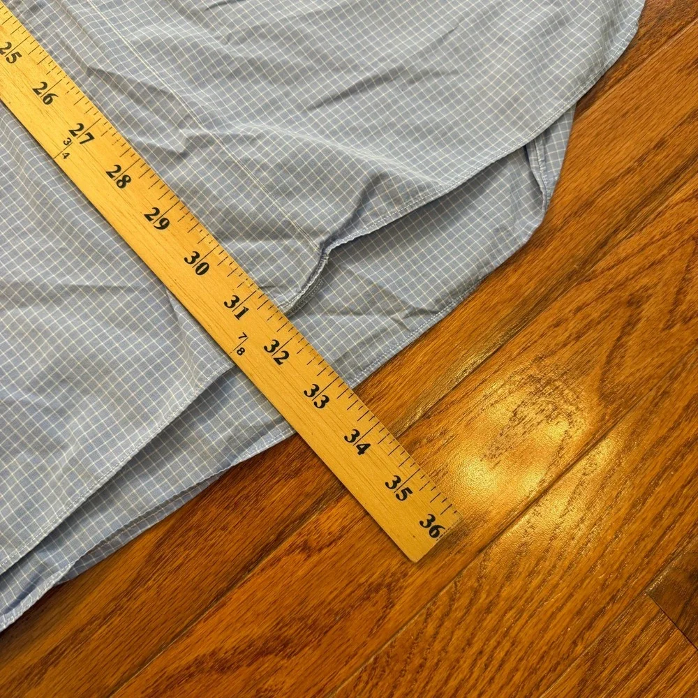 Brioni Button-Down Dress Shirt Fits Mens 17.5 Blue White Check Italy Cotton